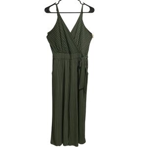 Kaileigh Women’s Rica Knit Crop Jumpsuit Green Striped